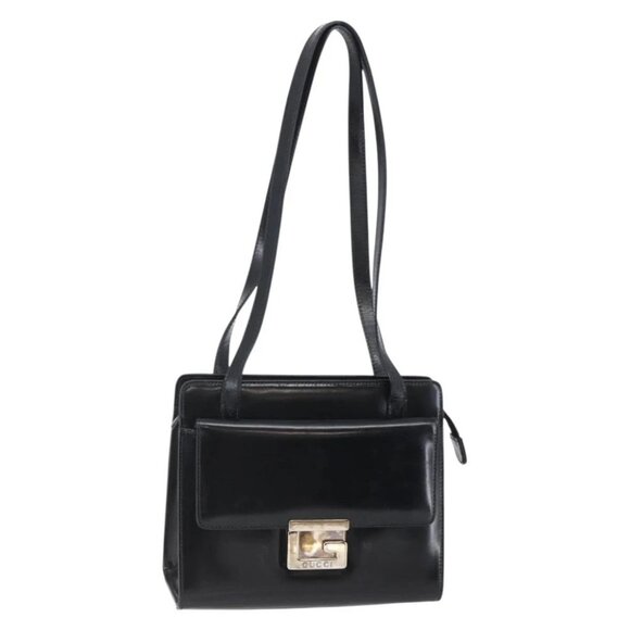GUCCI Shoulder Bag Leather Black Silver - Picture 1 of 16